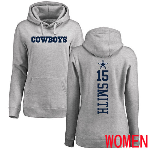 Women Dallas Cowboys Ash Devin Smith Backer 15 Pullover NFL Hoodie Sweatshirts